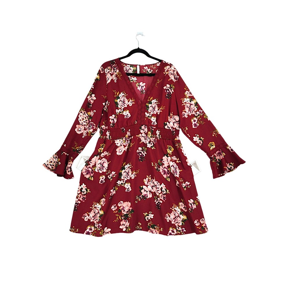 xhilaration burgundy dress Boho Fairy XXL Floral Bell Sleeve Smocked Y2K Whimsy Band Size:32 perfect for those moments baby dress blues Princess Leonor in stunning